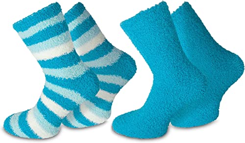 normani 2 Paar Kuschelsocken/Bettsocken/Socken Stripe Geringelt mit Elasthan Farbe Ringel/Blau Größe 35-38 von normani