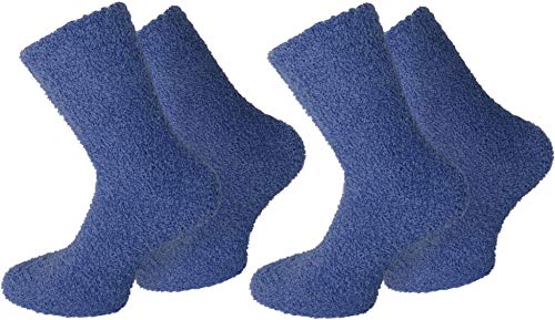 normani 2 Paar Kuschelsocken/Bettsocken/Socken Stripe Geringelt mit Elasthan Farbe Uni/Marine Größe 39-42 von normani