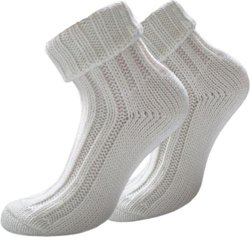 normani 2 Paar Sehr Warme weiche Umschlag Söckchen mit Alpaka Wolle/Bettsocken/Sauna Socken Wollweiss Größe 43-46 von normani