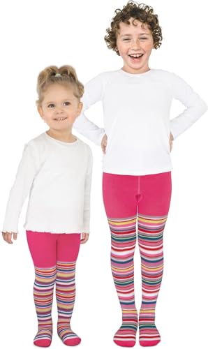 normani 2 Paar Thermo Strumpfhosen mit Elasthan und Baumwolle für Jungen und Mädchen | Kinderstrumpfhose Tights Farbe Pink Größe 86/92 von normani