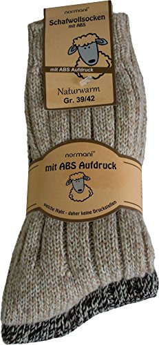 normani 2 Paar superwarme ABS-Stopper-Norweger-Socken EIN ECHTER HAUSSCHUH-ERSATZ Farbe Braun/Beige-Töne Größe 43/46 von normani