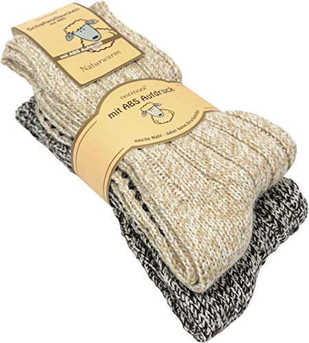 normani 2 Paar superwarme ABS-Stopper-Norweger-Socken EIN ECHTER HAUSSCHUH-ERSATZ Farbe Braun/Beige-Töne Größe 47-50 von normani
