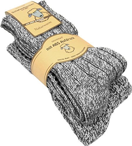 normani 2 Paar superwarme ABS-Stopper-Norweger-Socken EIN ECHTER HAUSSCHUH-ERSATZ Farbe Grau Größe 35/38 von normani