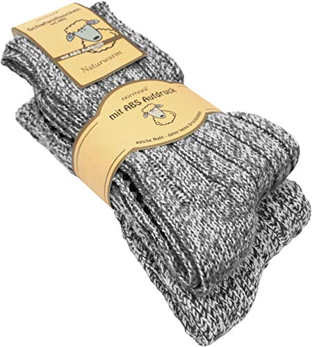 normani 2 Paar superwarme ABS-Stopper-Norweger-Socken EIN ECHTER HAUSSCHUH-ERSATZ Farbe Grau Größe 47-50 von normani