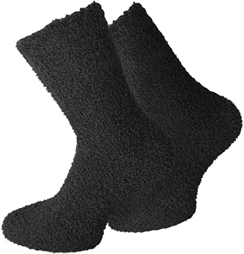 normani 2 oder 4 Paar Kuschelsocken Uni Farben für Damen und Herren Farbe 4 x Schwarz Größe 43-46 von normani
