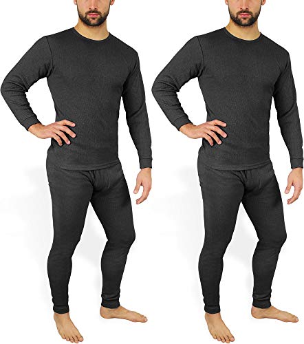 normani 2 x Herren Thermo Unterwäsche - Ski Unterwäsche Garnitur - Lange Unterhose und Hemd - Thermounterwäsche Set Farbe Dunkelgrau Größe 5XL von normani