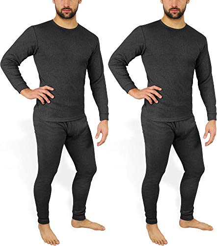 normani 2 x Herren Thermo Unterwäsche - Ski Unterwäsche Garnitur - Lange Unterhose und Hemd - Thermounterwäsche Set Farbe Dunkelgrau Größe S von normani