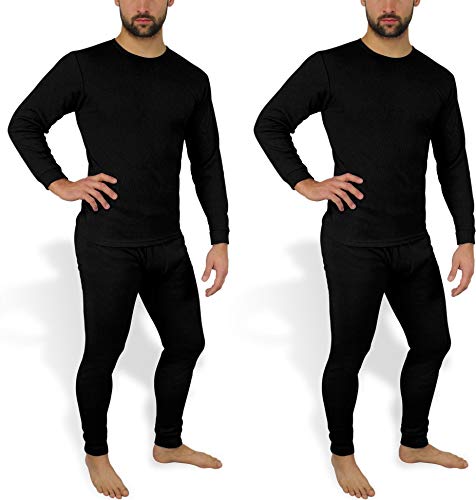 normani 2 x Herren Thermo Unterwäsche - Ski Unterwäsche Garnitur - Lange Unterhose und Hemd - Thermounterwäsche Set Farbe Dunkelschwarz Größe M von normani