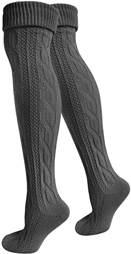 normani 2 x Traditionelle Bayrische Trachtensocken Lange Trachten Socken Strümpfe 80cm Farbe Anthrazit Größe 47-50 von normani