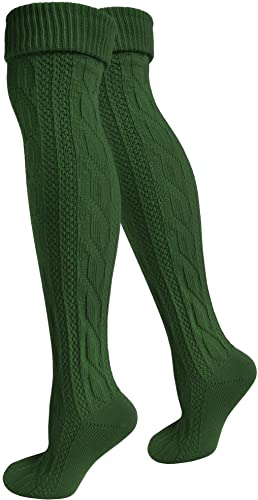 normani 2 x Traditionelle Bayrische Trachtensocken Lange Trachten Socken Strümpfe 80cm Farbe Jagdgrün Größe 43/46 von normani