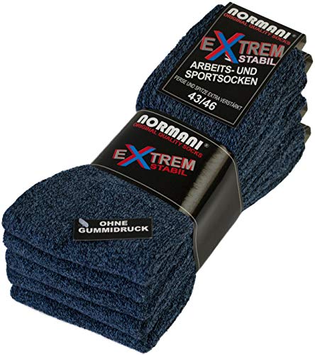 normani 20 Paar EXTREM Stabile Arbeitssocken - Sportsocken - Ferse und Spitze EXTRA verstärkt - Ohne Gummidruck Farbe Blau Größe 43/46 von normani
