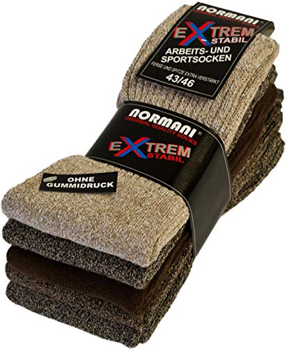 normani 20 Paar EXTREM Stabile Arbeitssocken - Sportsocken - Ferse und Spitze EXTRA verstärkt - Ohne Gummidruck Farbe Braun-gemischt Größe 43/46 von normani