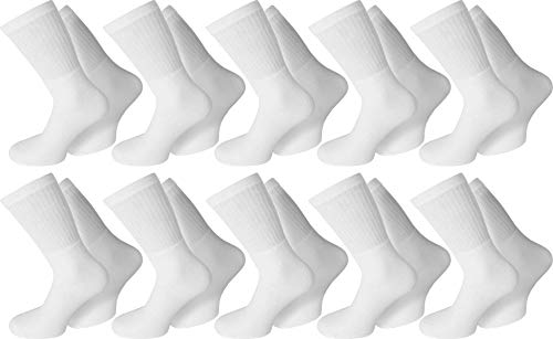 normani 20 Paar Sportsocken & Arbeitssocken – Tennissocken für Herren & Damen – Atmungsaktiv & Strapazierfähig – In Schwarz oder Weiß – Ideal für Freizeit & Beruf Farbe Weiß Größe 47/50 von normani