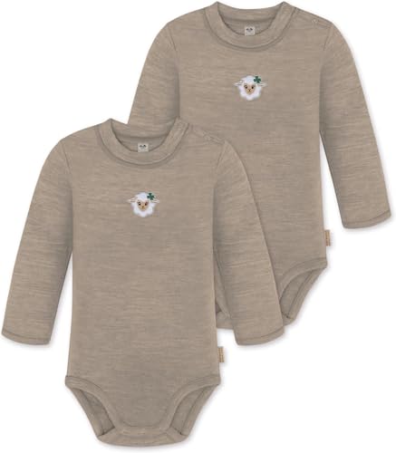 normani 2er Pack Baby Merino Woll Body Winter Langarmbody Einteiler mit Knopf - 100% RWS Merinowolle - OEKO-Tex Standard 100 Farbe Beige Größe 80 von normani
