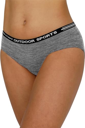 normani 2er Pack Damen Merino Slips Hipster Unterhose Bio-Unterwäsche - 100% RWS Merinowolle Funktionsunterwäsche Farbe Grau Größe XS von normani