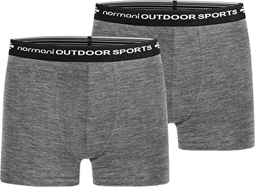 normani 2er Pack Herren Merinounterhose Boxershorts Funktionsunterwäsche 100% Merinowolle Sporthose (S-XXL) Farbe Grau Größe 3XL von normani