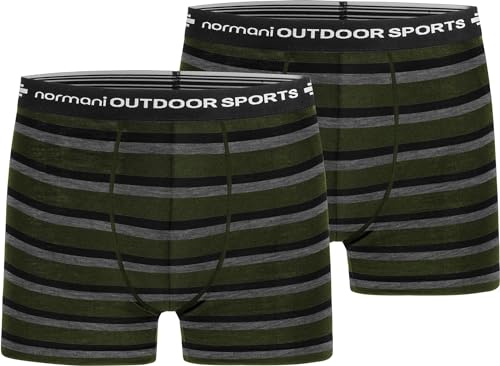 normani 2er Pack Herren Merinounterhose Boxershorts Funktionsunterwäsche 100% Merinowolle Sporthose (S-XXL) Farbe Grün/Schwarz/Grau Größe M von normani