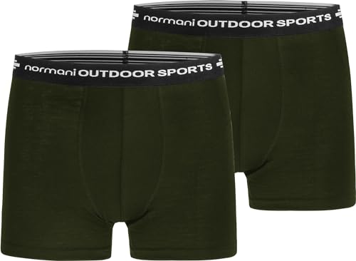 normani 2er Pack Herren Merinounterhose Boxershorts Funktionsunterwäsche 100% Merinowolle Sporthose (S-XXL) Farbe Grün Größe XXL von normani