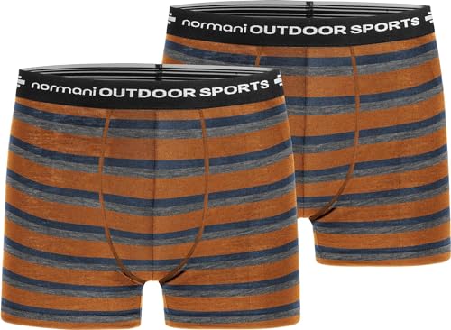 normani 2er Pack Herren Merinounterhose Boxershorts Funktionsunterwäsche 100% Merinowolle Sporthose (S-XXL) Farbe Orange/Blau/Grau Größe M von normani