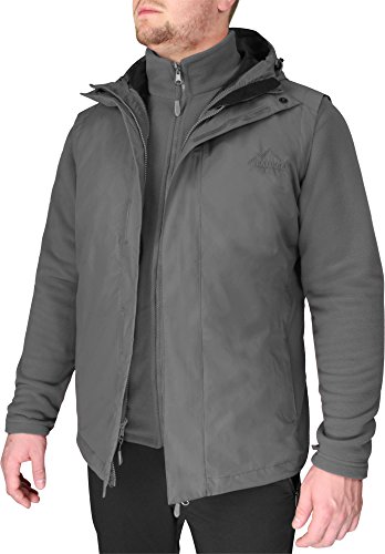 normani 3-1 Herren Hardshellweste mit Fleecejacke für alle 4 Jahreszeiten dank Zip-Technik [S-4XL] Farbe Grau Größe S von normani