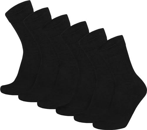 normani 3 oder 6 Paar Komfort-Socken ohne Gummi für Diabetiker - Baumwollsocken Diabetikerstrümpfe für Problemfüße Wasserbeine Elefantenfüße Farbe 6 Paar Schwarz (gepolstert) Größe 47-50 von normani