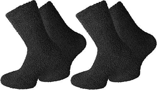 normani 4 Paar Cuddly Socks Kuschelsocken in verschiedenen Farben Farbe Uni/Schwarz Größe 39-42 von normani