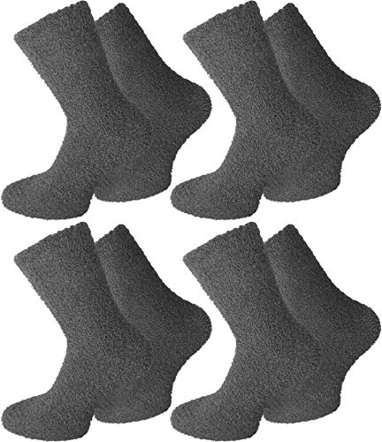 normani 4 Paar Flauschig weiche Kuschelsocken Farbe Uni/Anthrazit Größe 35-38 von normani