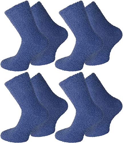 normani 4 Paar Flauschig weiche Kuschelsocken Farbe Uni/Marine Größe 39-42 von normani