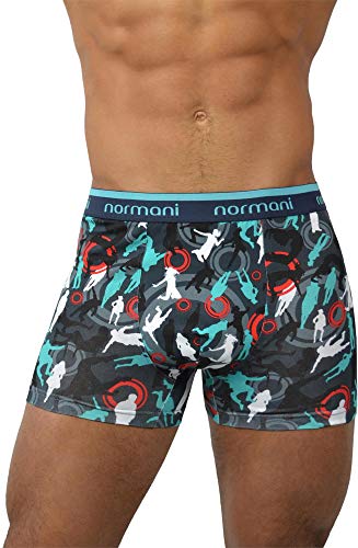 normani 4 x Herren Boxershorts Bequeme Unterhosen für Männer - Retroshorts mit hohem Baumwollanteil und bunten Motiven Farbe Dance and Style/Anthrazit Größe L von normani