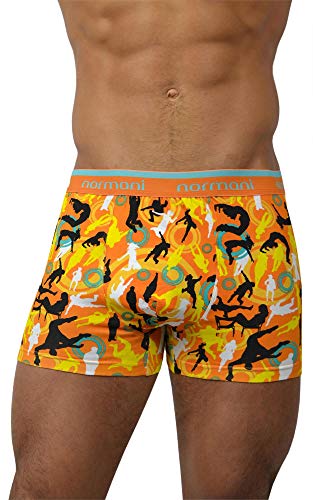 normani 4 x Herren Boxershorts Bequeme Unterhosen für Männer - Retroshorts mit hohem Baumwollanteil und bunten Motiven Farbe Dance and Style/Orange Größe M von normani