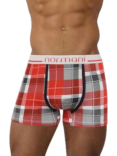 normani 4 x Herren Boxershorts Bequeme Unterhosen für Männer - Retroshorts mit hohem Baumwollanteil und bunten Motiven Farbe Scottish Check - Dark Red Größe XL von normani