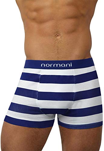 normani 4 x Herren Unterhose Boxershorts Retro Pants Farbiger Mix Schwarz/Gemischt/Neutral Farben Baumwolle mit Elasthan Farbe Navy Strype Größe M von normani