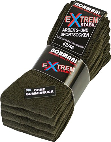 normani 5 Paar Sehr Stabile Arbeitssocken - 60°C waschmaschienenfest - Extra verstärkt - auch in Übergröße Farbe Oliv Größe 43/46 von normani