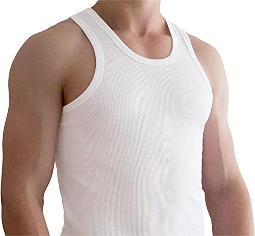 normani 5 x Tank Top Weiss - Herren Unterhemd Doppelripp (gerippt) - Sportjacke - 100% gekaemmte Baumwolle Einlaufvorbehandelt - original Exclusive Farbe Doppelripp Größe 11=3XL von normani