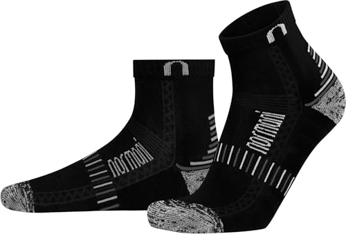 normani 6 Paar Bambus Kurzschaft-Socken Wandersocken - atmungsaktive Sportsocken Sneakersocken für Damen und Herren mit Mittelfuß-Kompression und weichem Bündchen Farbe Schwarz Größe 35/38 von normani