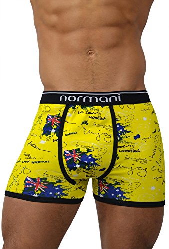 normani 6 Paar Herren Boxershorts/Herren Unterwäsche - aus Baumwolle mit Elasthan Farbe Crazy Yellow Britannia Größe M von normani