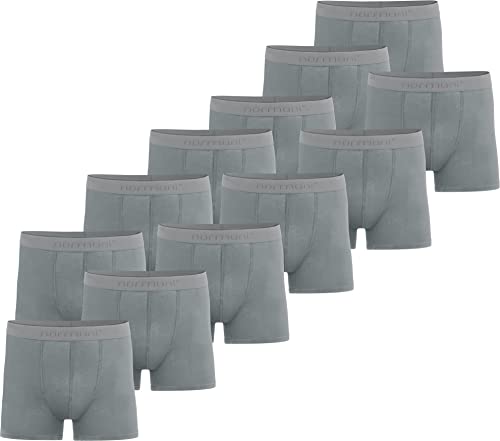 normani 6 oder 12 Stück Herren Boxershorts - Unterhosen für Männer aus weicher Bambusviskose Größe S - 4XL Farbe 12x Hellgrau Größe L von normani
