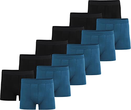 normani 6 oder 12 Stück Herren Boxershorts - Unterhosen für Männer aus weicher Bambusviskose Größe S - 4XL Farbe 6X Schwarz/6x Blau Größe L von normani