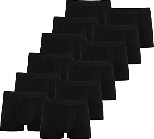 normani 6 oder 12 x Herren Soft Boxershorts - sehr angenehmes Tragegefühl - Männer Unterhosen aus Baumwolle in Größe S - 4XL Farbe 12 x Schwarz Größe 4XL von normani