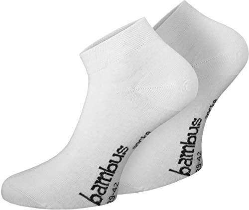normani 6 x Bambussocken mit Pique-Bündchen Sneakersocken Gesundheitssocken Sportsocken aus Viskose Elasthan atmungsaktiv Farbe Weiß Größe 43/46 von normani
