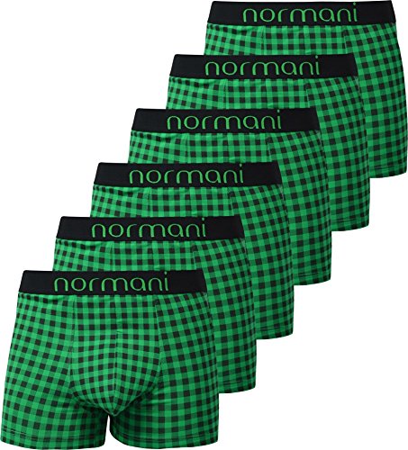 normani 6 x Herren Style Boxershorts aus Baumwolle mit Elasthan im 6er Pack Farbe Green Check Größe XL von normani