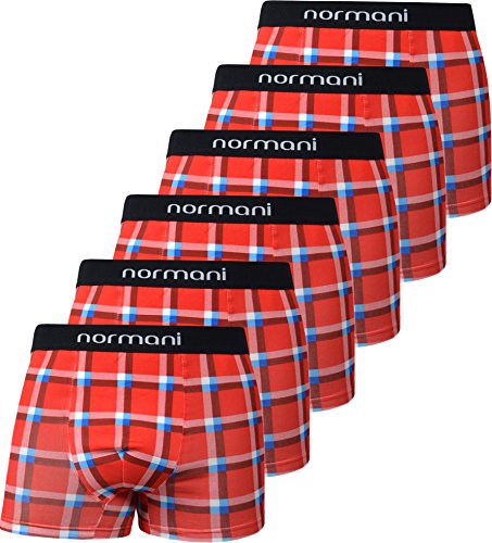 normani 6 x Herren Style Boxershorts aus Baumwolle mit Elasthan im 6er Pack Farbe Retro Square Red Größe XXL von normani