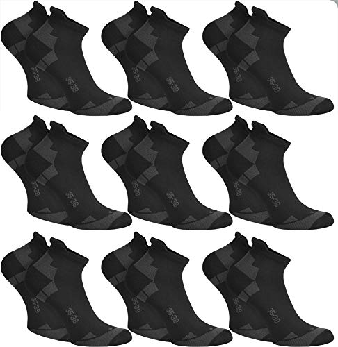 normani 9 oder 10 Paar Sneakersocken – Atmungsaktiv & Hautfreundlich – Aus Baumwolle, Bambus-Viskose oder Coolmax – Weich, Faltenfrei & Perfekte Passform Farbe 9 Paar Coolmax Schwarz Größe 47/50 von normani
