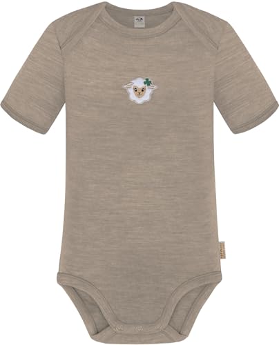 normani Baby Merino Kurzarm Body Einteiler - 100% Merino Short Sleeve Strampler - 100% RWS zertifizierte Merinowolle - Mulesing frei - OEKO-Tex Standard 100 Farbe Beige Größe 98 von normani