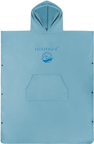 normani Badehandtuch mit Kapuze Badeponcho für Damen und Herren - Umziehhilfe, Surfer Poncho und Badetuch in Einem - perfekt für den Strand, Schwimmbad oder Campingplatz Farbe Blau Größe 90 x 110 cm von normani