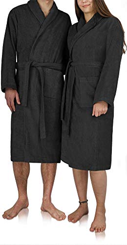 normani Bademantel 100% Baumwolle mit Frottee I - Öko-Tex 100 - Premium Qualität Farbe Schwarz Größe 4XL von normani