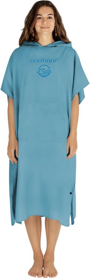 normani Badeponcho Damen Mikrofaser Badeponcho Nosara, Midilänge, Polyester, Kapuze, Schlupf, Surfer Poncho + Badetuch aus recyceltem Material von normani