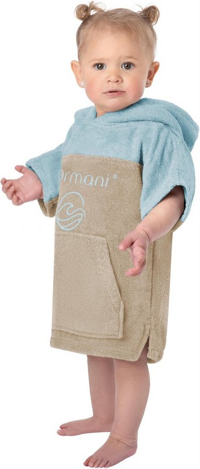 normani Badeponcho Kinder Badeponcho 0-2 Jahre Puwai, Bio-Baumwolle, Kapuze, Schlupf, Badeponcho aus 100 % Bio-Baumwolle von normani