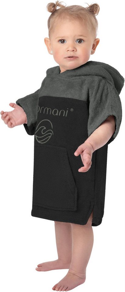 normani Badeponcho Kinder Badeponcho 0-2 Jahre Puwai, Bio-Baumwolle, Kapuze, Schlupf, Badeponcho aus 100 % Bio-Baumwolle von normani