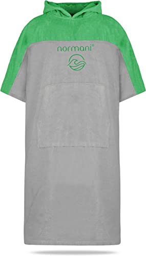 normani Badeponcho für Erwachsene aus Bio-Baumwolle - Strandponcho Surfer-Poncho mit Kapuze - Strand Umziehhilfe für Herren und Damen Farbe Grün Größe S-M von normani